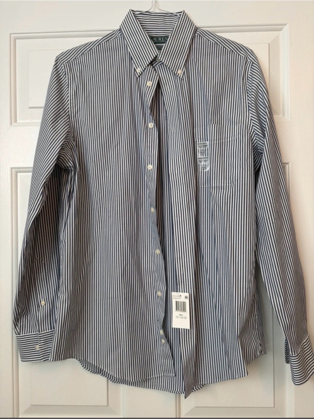 Ralph Lauren Navy & White Pinstripe Button-Down Dress Shirt